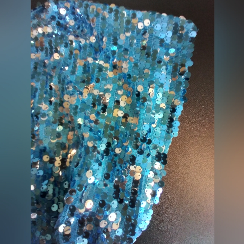 NWT Anna Kaci Blue Sequinned Sparkle & Shine Womens Top Size 3X Mobwife Glam - Picture 3 of 11